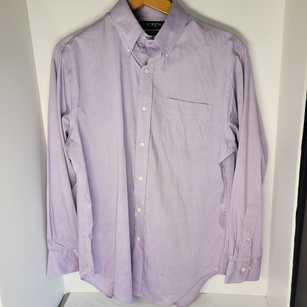 Lauren Ralph Lauren Mens 15.5 32/33 Classic Fit Non Iron Dress Shirt Purple